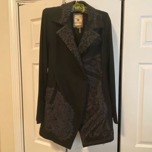 Paparazzi Black Wool Embroidered Blazer XL